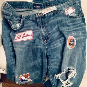 Lucky Brand Distressed Blue Jeans with Patches